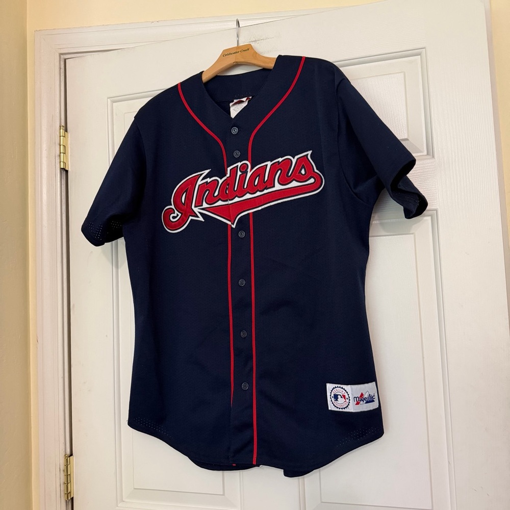 Vintage Majestic Cleveland Indians Kenny Lofton #7 MLB Baseball Jersey L Large